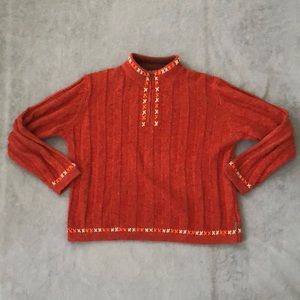 Woolrich Burnt Orange Quarter Zip Sweater Petite Medium